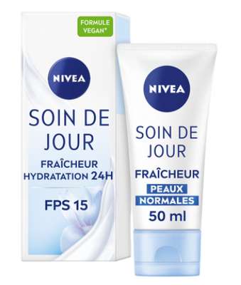 Soin de jour hydratant fraîcheur pour le visage SPF15 pour peaux normales, Nivea (50 ml)