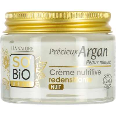 Crème visage anti-âge Nuit Précieux Argan bio, So bio (50 ml)