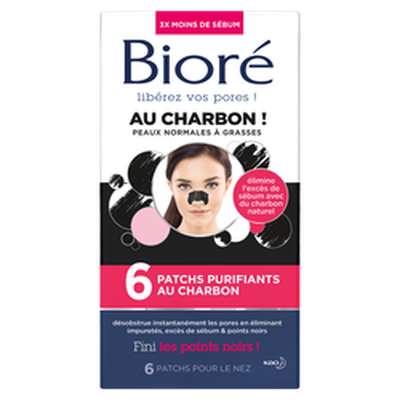 Patchs purifiants au charbon, Bioré (x 6)