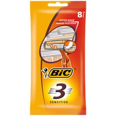Rasoirs jetables 3 lames Sensitive, Bic (x 8)