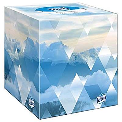 Boite de mouchoirs blanc 3 plis cube, Lotus (x 48)