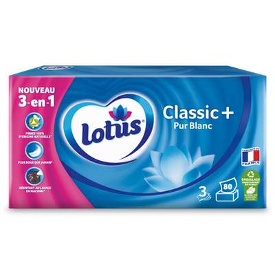 Boîte de Mouchoirs Classic Pur Blanc, Lotus (x 80)