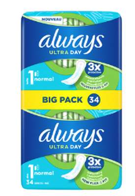 Serviettes hygiéniques ultra normal taille 1, Always (x 34)