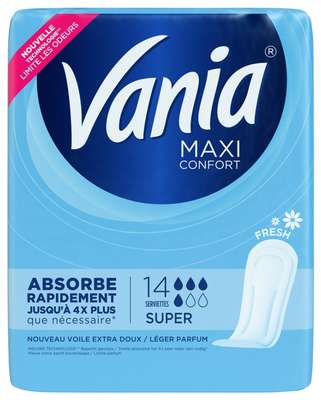 Serviettes fresh Maxi confort, Vania (x 14)