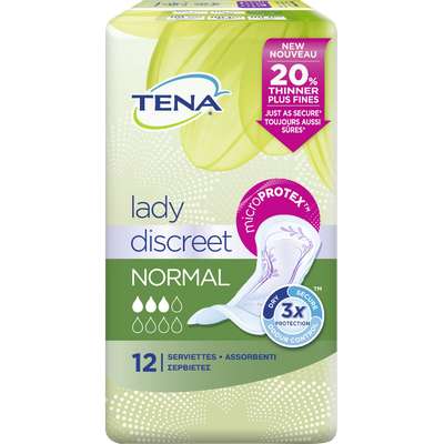 Serviettes pour incontinence normal discreet, Tena Lady (x 12)