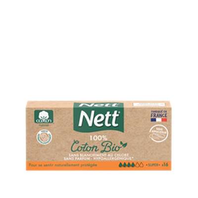 Tampons super coton BIO,  Nett (x 16)