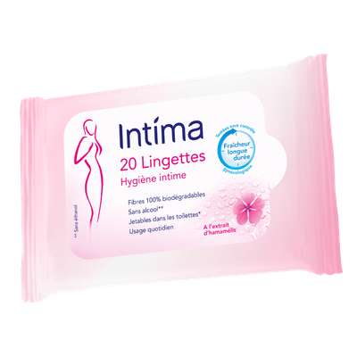 Lingettes de toilette intime fraîcheur longue durée, Intima (x 20)