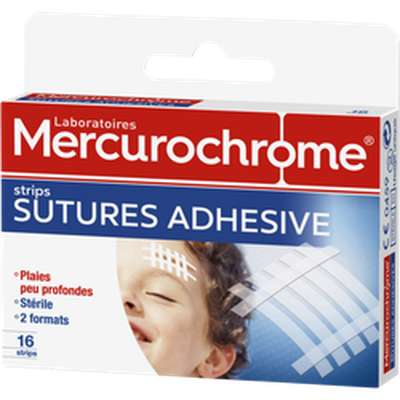 Pansements sutures adhésives, Mercurochrome (x 16)