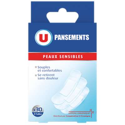 Pansements extensibles pour peaux sensibles 3 tailles, U x 30