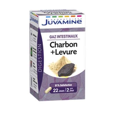 Gélules charbon + levure pour gaz intestinaux, Juvamine x 45