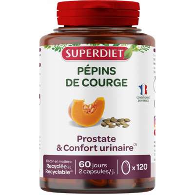 Huile de courge bio Confort urinaire, Superdiet (120 gélules)