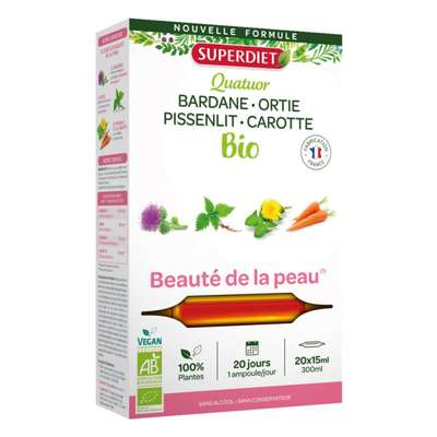 Quatuor beauté de la peau BIO, Superdiet (20 ampoules de 10ml)