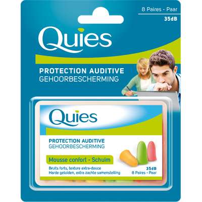 Protections auditives en mousse fluo, Quies (x 8 paires)