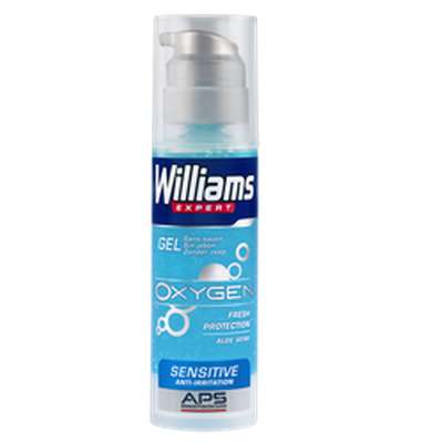 Gel à raser Oxygen pour peaux sensibles, Williams  (150 ml)