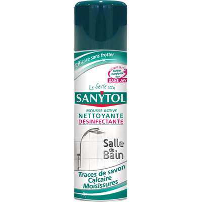 Mousse active désinfectante anti-calcaire salle de bain, Sanytol (500 ml)