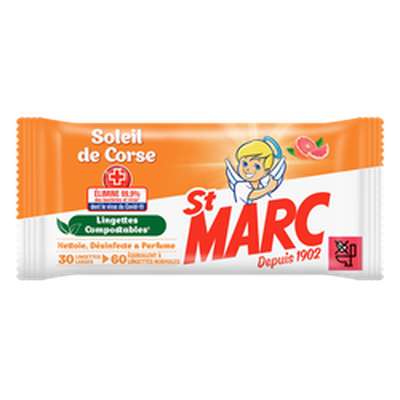 Lingettes compostables soleil de corse, St Marc (x 30)