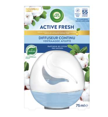 Désodorisant Active Fresh fraîcheur de coton, Air Wick (75 ml)