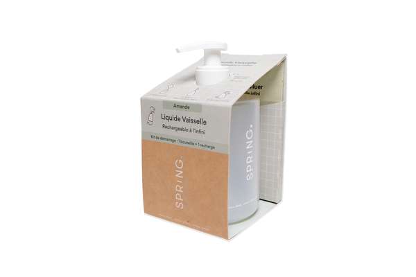 Flacon liquide vaisselle et sa recharge amande, Spring