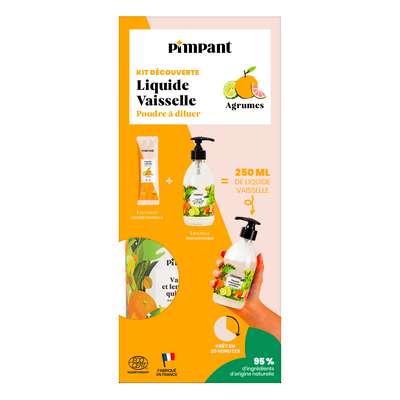 Kit Découverte Liquide Vaisselle Agrumes (1 bouteille + 1 recharge), Pimpant