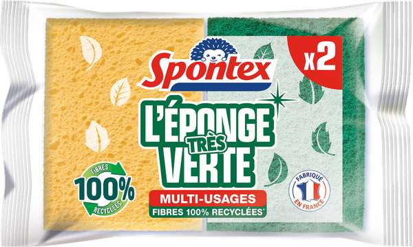 Grattes-éponge en fibres recyclés, Spontex (x 2)