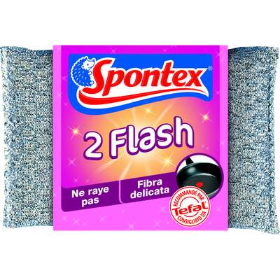 Éponge grattante à vaisselle non rayante Flash, Spontex (x 2)