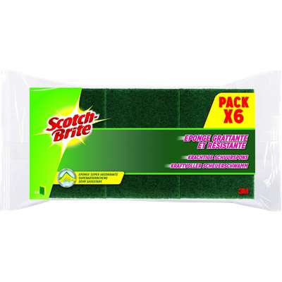 Éponges grattantes vertes, Scotch Brite (x 6)
