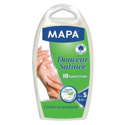 Gants fins Douceur Satinée en latex naturel, Mapa (x 10, taille S)