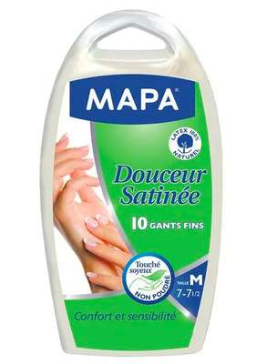 Gants fins Douceur Satinée en latex naturel, Mapa (x 10, taille M)