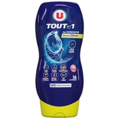 Gel lave-vaisselle tout en 1 parfum citron, U (720 ml)