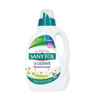 Lessive désinfectante fraicheur floral, Sanytol (1,7 L = 34 lavages)