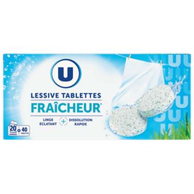 Lessive tablettes fraîcheur, U (40 doses = 1 kg)