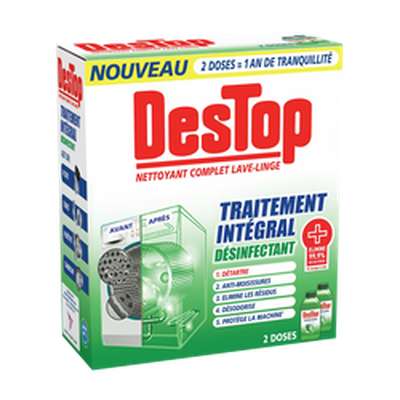 Nettoyant complet désinfectant lave-linge traitement intégral, Destop (x2)