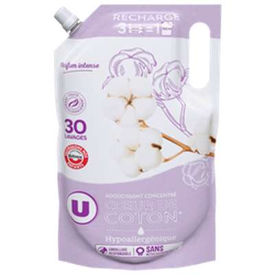 Adoucissant concentré parfum coeur de coton - recharge, U (750 ml)