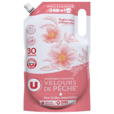 Adoucissant concentré parfum velours de pêche - recharge,  U (750 ml)