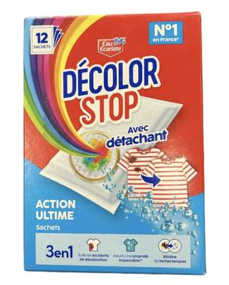Decolor stop 3 en 1 avec détachant, Eau Ecarlate (x 12)