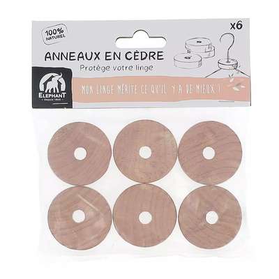 Lot de 6 Anneaux en cèdre, Elephant (x 6)