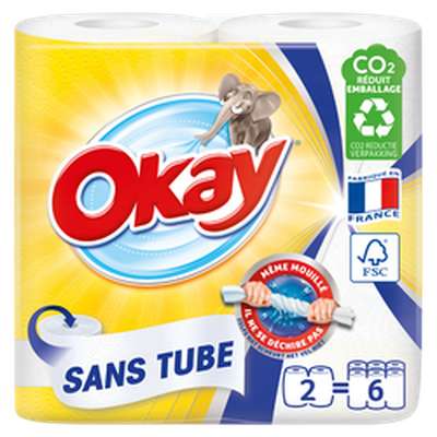 Essuie-tout sans tube, Okay (x2 = 6 rouleaux)