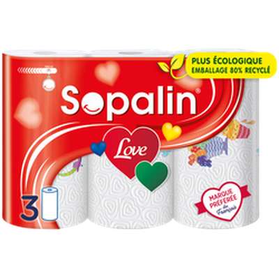 Essuie-Tout love decore, Sopalin (3 rouleaux)