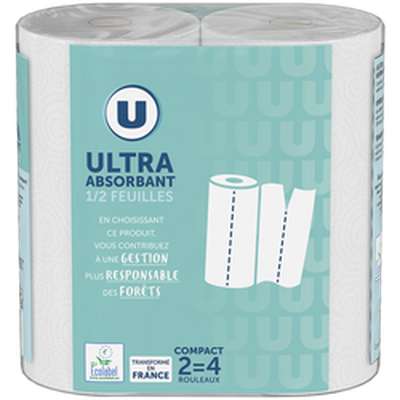 Essuie tout 1/2 feuilles blanc, U (x 2)
