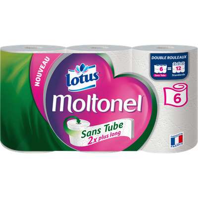 Papier toilette moltonel sans tube uni, Lotus (x 6)