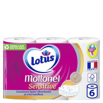 Papier toilette sensitive moltonel, Lotus (x 6)