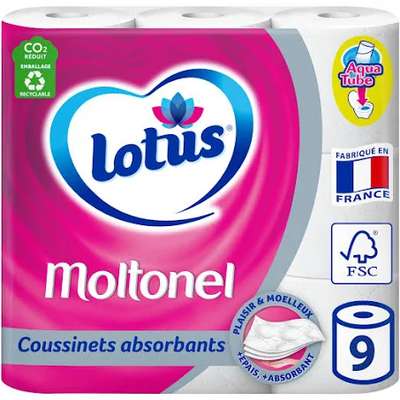 Papier toilette extrait de lotus aquatube, Moltonel (x 9)