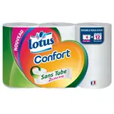 Papier toilette Confort sans tube 2x plus long, Lotus (x 6 = 12 rouleaux)