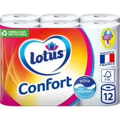 Papier toilette confort, Lotus (x 12)