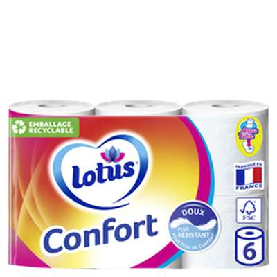 Papier toilette Confort Aqua Tube, Lotus (x 6)