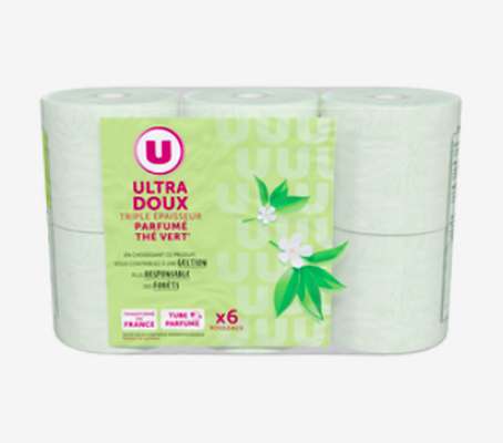 Papier toilette Ultra Doux parfum thé vert triple épaisseur, U (x 6 rouleaux)