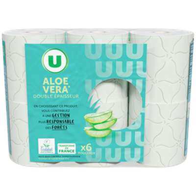 Papier toilette Aloe Vera double épaisseur, U (x 6 rouleaux)