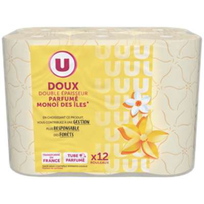 Papier toilette doux parfumé monoï des îles double épaisseur, U (x 12 rouleaux)