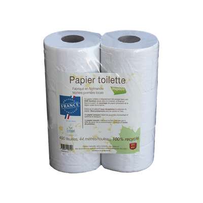 Papier toilette blanc 100% recyclé, Papeco (400 feuilles)