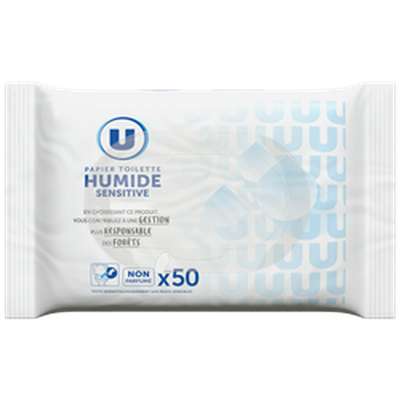 Papier toilette humide sensitive, U (x 50)